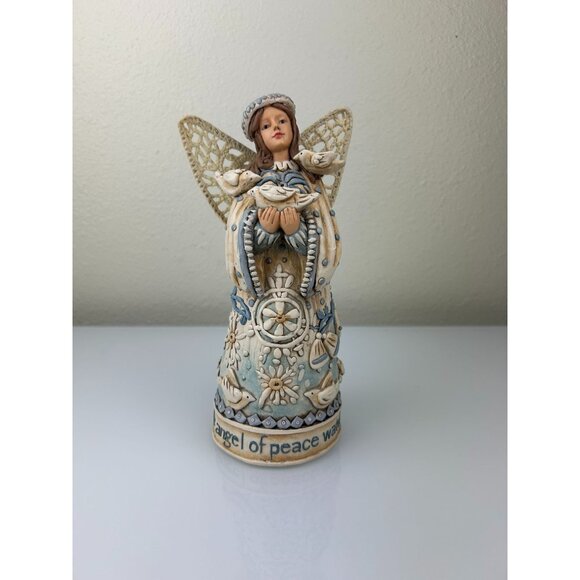 Copper Honey Farms Peace Angel 33130 Figure Linda Jacque Blue Doves Farmhouse - Picture 2 of 16